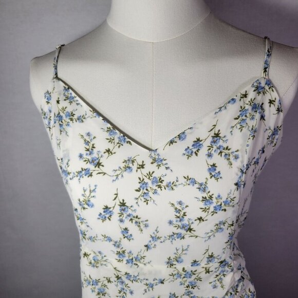 Hello Molly Women Wedding Formal White Floral Ruched Back Tie Maxi Dress Size M - Picture 2 of 8